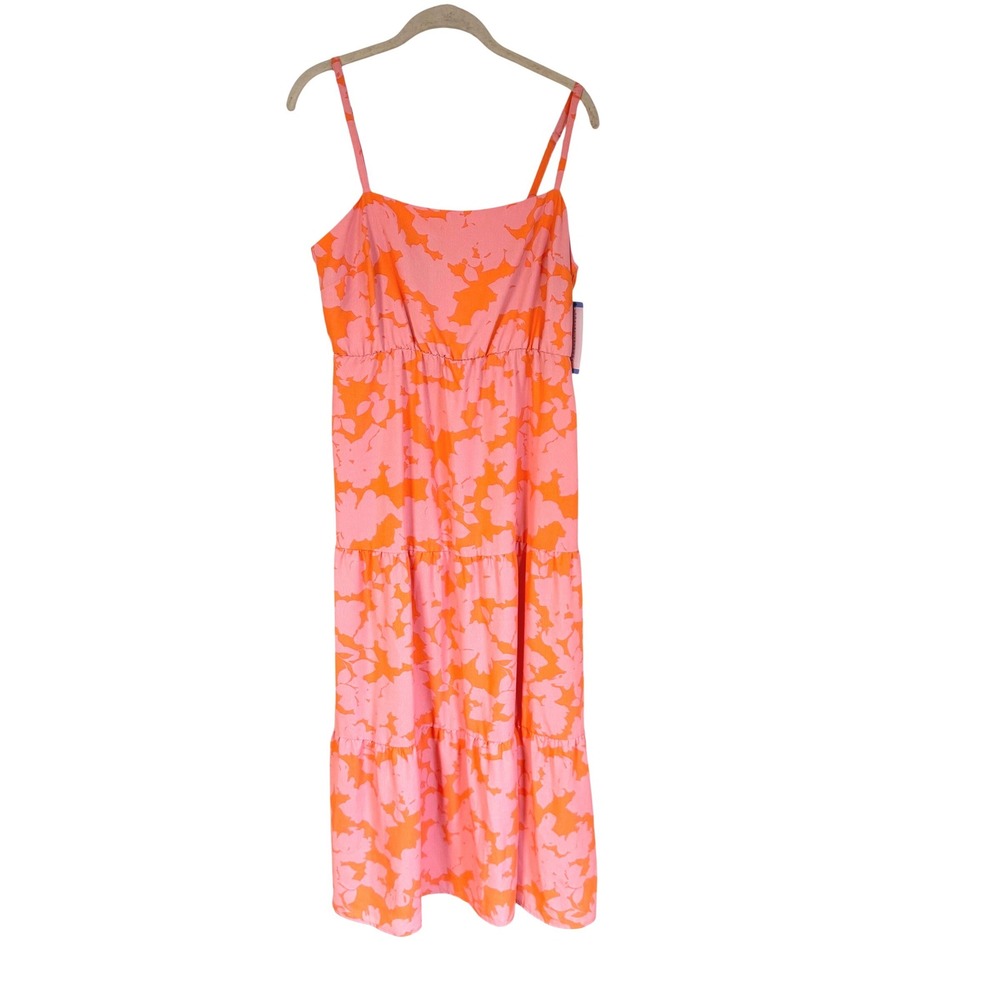 NWT Social Standard by Sanctuary Smocked Back Midi Dress Floral Large Tropical